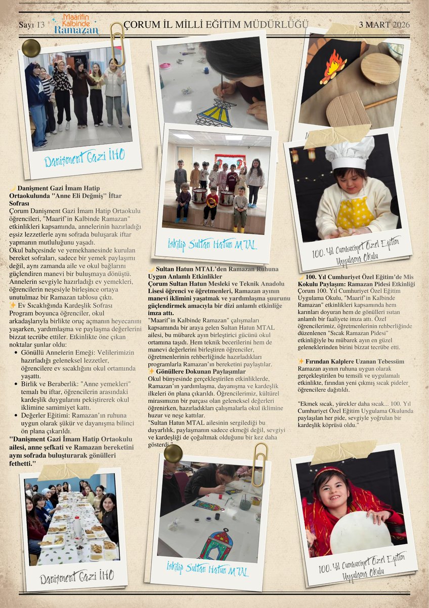📰🌙 Yazıyoooorrr… Yazıyoooorrr! Ramazan Gazetesi 13. Sayı Çıktı! 🌙📰

Bugün manşetimiz:
✨ “Veren el, alan elden üstündür…”

Ramazan’ın ikinci on gününde, mağfiret ikliminde;
🤲 Paylaşmanın huzurunu,
❤️ Cömertliğin bereketini,
🕊️ Gönül zenginliğinin değerini konuşuyoruz.

Bu