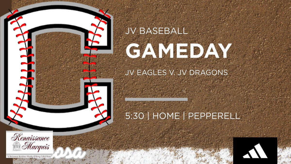 CoosaHSBaseball's tweet photo. JV Baseball Gameday! The Coosa Eagles take on the Pepperell Dragons tonight at 5:30 PM at home. Come out and support your Eagles! #C4
Big thank you to our Game Ball Sponsor Renaissance Marquis! https://t.co/b9fhLDvo4P