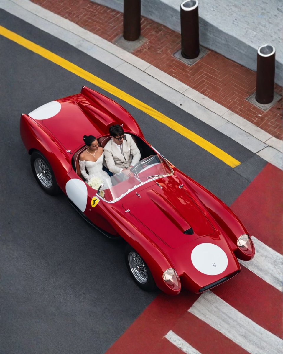 ComplexStyle's tweet photo. Ferrari F1 driver Charles Leclerc married longtime partner Alexandra Saint Mleux in an intimate Monaco ceremony.

The two departed in a classic 1957 Ferrari 250 rumored to be worth $11-$12 million. Some estimates for this specific model have even ranged as high as $30 million to $40 million, depending on provenance.