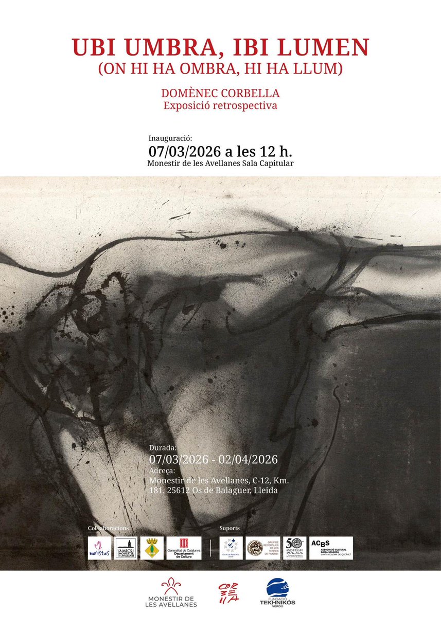 jaborrasv's tweet photo. Aquest dissabte vinent, dia 7, a les 12h.,  inaugurem al @mavellanes l'exposició "Ubi umbra, ibi lumen" del pintor Domènec Corbella, amb presència de l'autor. Us hi esperem!!!! https://t.co/8u7ZOoGo84
