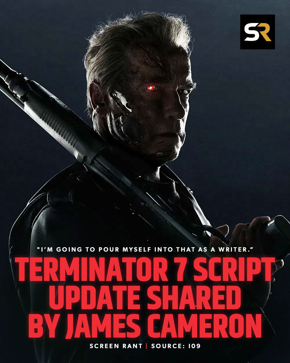 screenrant's tweet image. "I’ve got a stack of notes ... on what I want to do with a new #Terminator film... It’s difficult... Science fiction has caught up and is actually overwhelming us..." - James Cameron on #Terminator 7. ✍️ ICYMI, read more: screenrant.com/terminator-7-m…