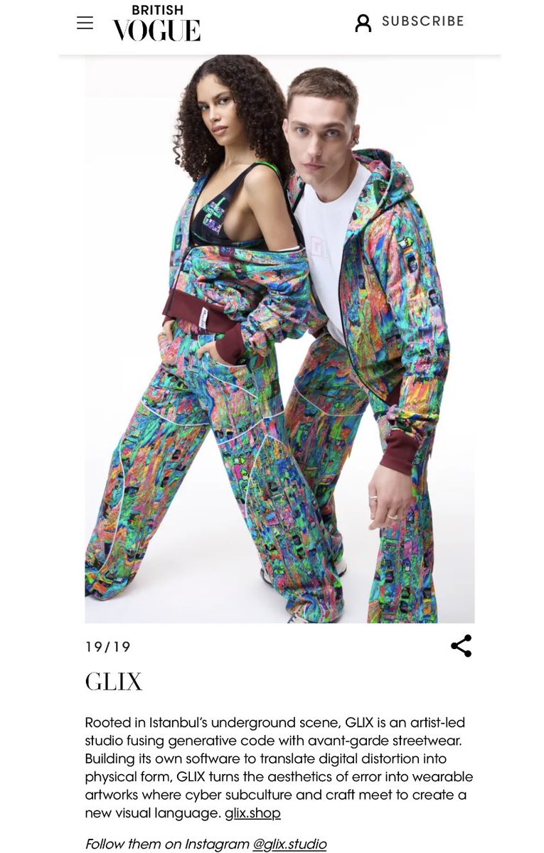 glixstudio's tweet photo. GLIX on British Vogue Designer Page.
March 2026.

Still early. 👾

https://t.co/Mod7YxgAVp https://t.co/JlRBkGgyqT