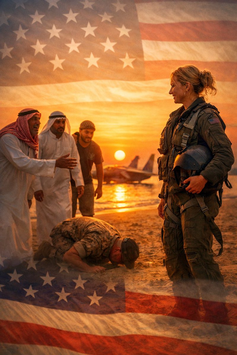 semperfifemale's tweet image. There’s something powerful about full-circle moments.

When I heard that a downed American F-15 pilot landed safely on a beach in Kuwait, and that Kuwaitis walked up to her and said, “Are you okay? Thank you for helping us,” it hit me deeper than most people would understand.

I