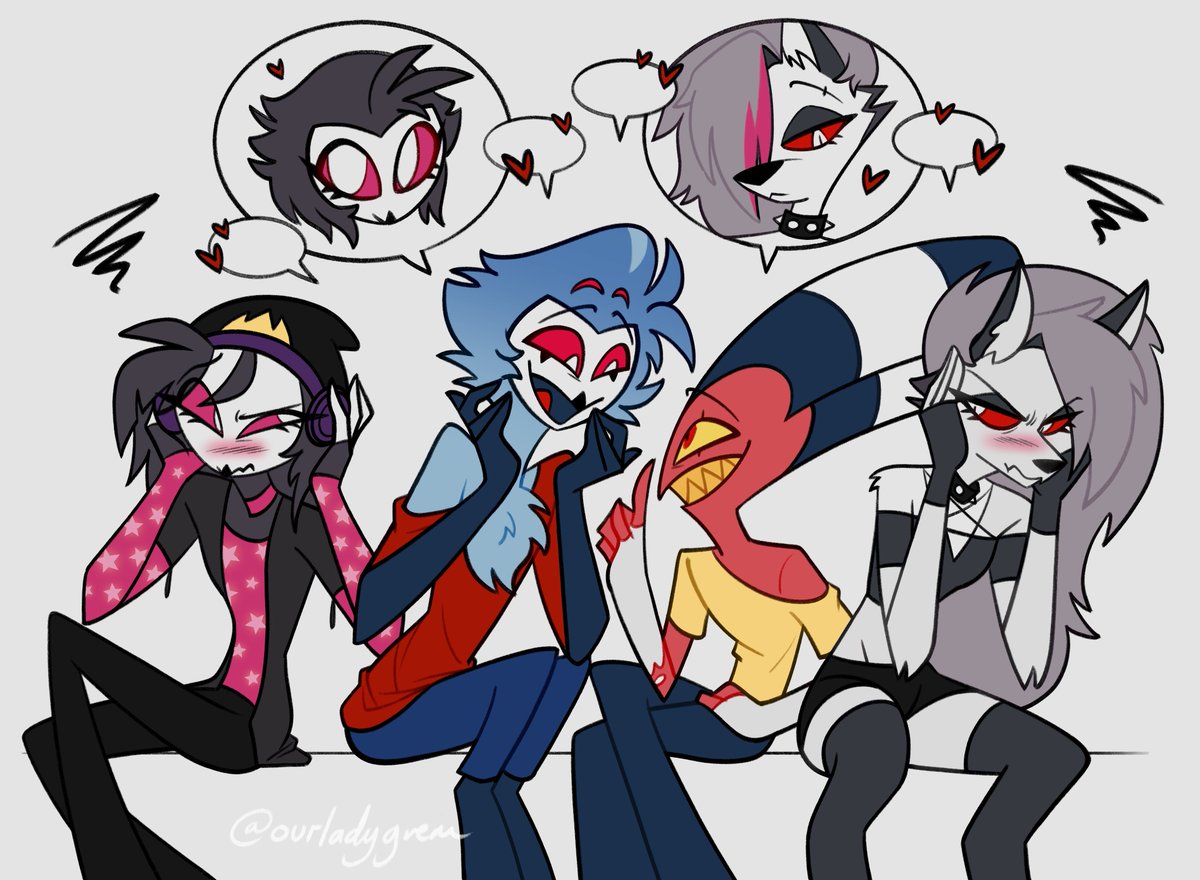 ourladygrem's tweet photo. when they'll be able to gush about their girls... 🥹

#helluvaboss #stolitz #stolas #blitzo #octavia #loona https://t.co/ciMPCDQW0i
