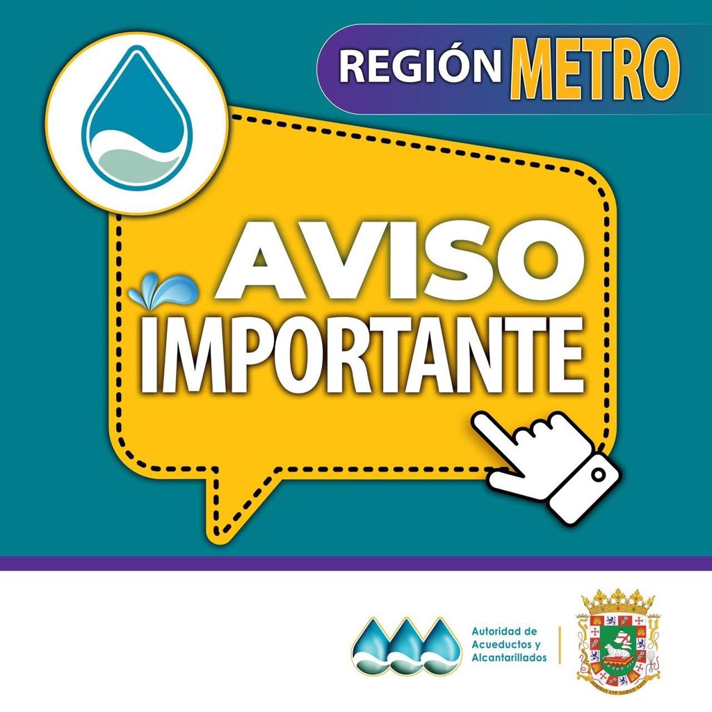 AcueductosPR's tweet photo. ⚠️🚰 Aviso | #RegionMetro
Informamos que personal de la #RegiónMetro estará realizando trabajos de reparación de salidero en la calle 23 SO, en Puerto Nuevo, municipio de San Juan.
👷♂️ Acción correctiva:
Para poder completar la reparación, será necesario cerrar la línea que suple el área, con el fin de corregir la avería y restablecer el servicio lo antes posible.
📍 Sectores que podrían experimentar bajas presiones o interrupciones temporeras:
Residencial Villa España, urbanización Summit Hills, calles SO en Puerto Nuevo, parte de la avenida Piñero, parte de San Patricio, calle Elma y áreas limítrofes.
⏳ Tiempo estimado: 3-4 hrs.