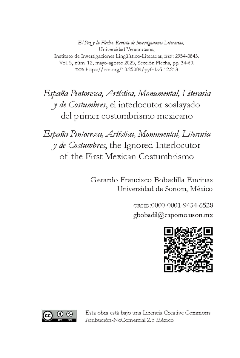 pez_flecha's tweet photo. Gerardo Francisco Bobadilla Encinas.
España Pintoresca, Artística, Monumental, Literaria y de Costumbres, el interlocutor soslayado del primer costumbrismo mexicano
https://t.co/XLoYKtDtkh https://t.co/GoJAcluLcs