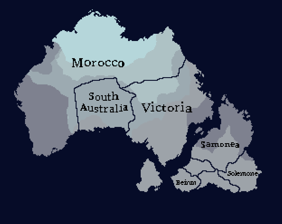 I had a dream back in 2022 that morocco colonized most of the world including half of australia, woke up in a cold sweat to draw this map in 10 minutes then went back to sleep