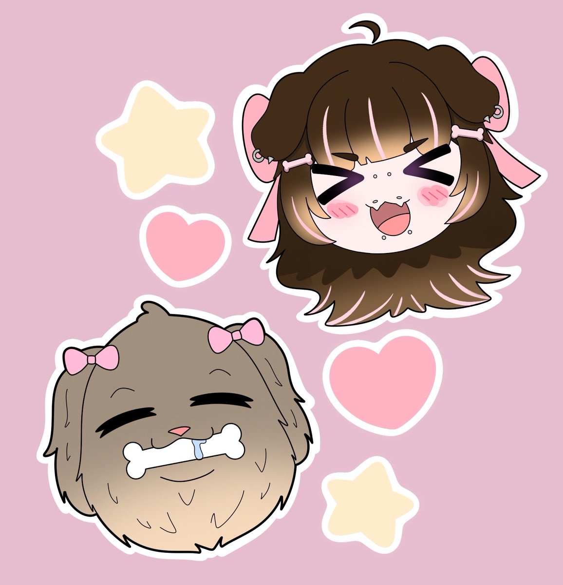 Would anyone be interested in something like this for $15? You can add your friend, mascot, etc. 

The duo sticker buddies look cute, and I want to do more! 

#ocart #Vtuber #artmoots