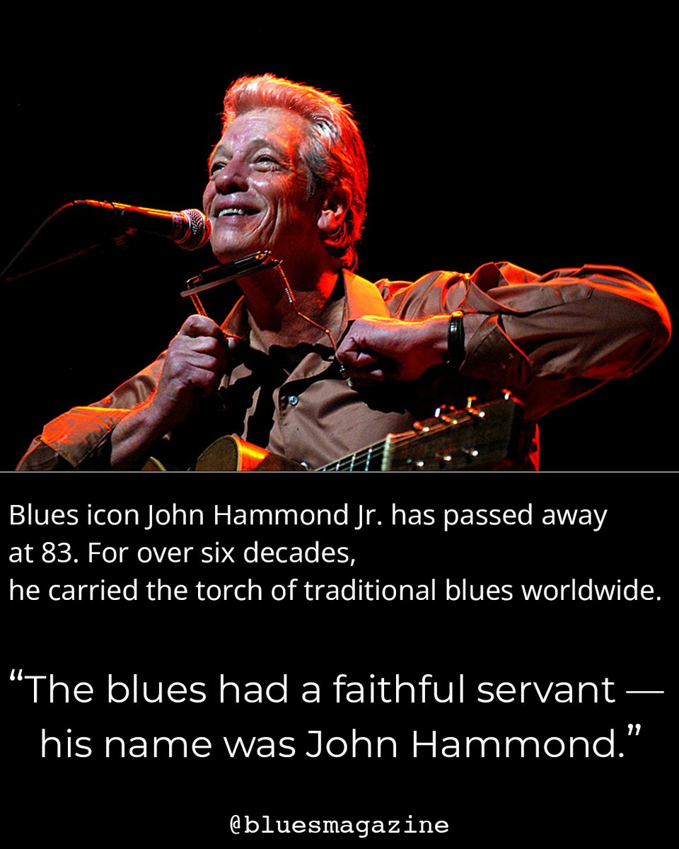 BluesMagazine's tweet photo. John Hammond Jr., legendary blues guitarist and singer, has died at 83. A six-decade career devoted to keeping the blues alive.
https://t.co/KmOLbNSWq5
#JohnHammond #BluesMusic #RIP #BluesLegend https://t.co/OwD1wnasuo