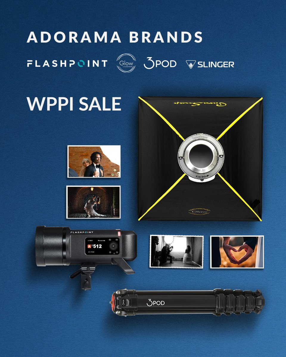 adorama's tweet photo. Adorama Brands #WPPI SALE! 💙🥳
Save up to 40% on exclusive pro lighting & photo essentials!
Offers end March 8th.
Shop now: https://t.co/EwP8X22IfX https://t.co/nfLprwin6Z