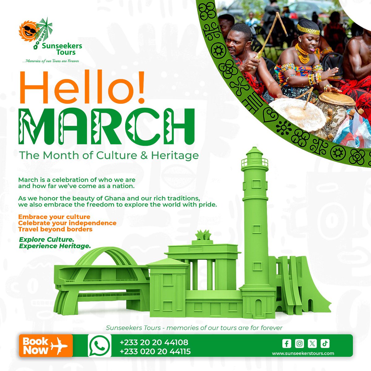 sunseekersgh's tweet photo. HELLO MARCH 🇬🇭
Culture. Heritage. Freedom.

This month, we move with pride ✈️
#HelloMarch #GhanaMonth https://t.co/btwVNebRki