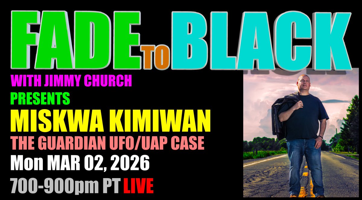 JChurchRadio's tweet image. This Week on FADE to BLACK:

Mon: Miskwa Kimiwan
 The Guardian UFO/UAP
Tue: Jill M Jackson
 Advanced Children
Wed: Sylvie Sterling
 The Cat Whisperer
Thu: AMA/AJA
 Ask Jimmy Anything!

#f2b #media #ufo #breakingufo
#disclosure #conspiracy #radio