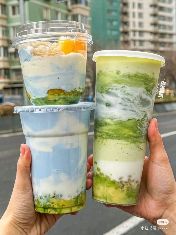 aesttics's tweet photo. these drinks look like scenery 🌾☁️ https://t.co/i37TdRIqho