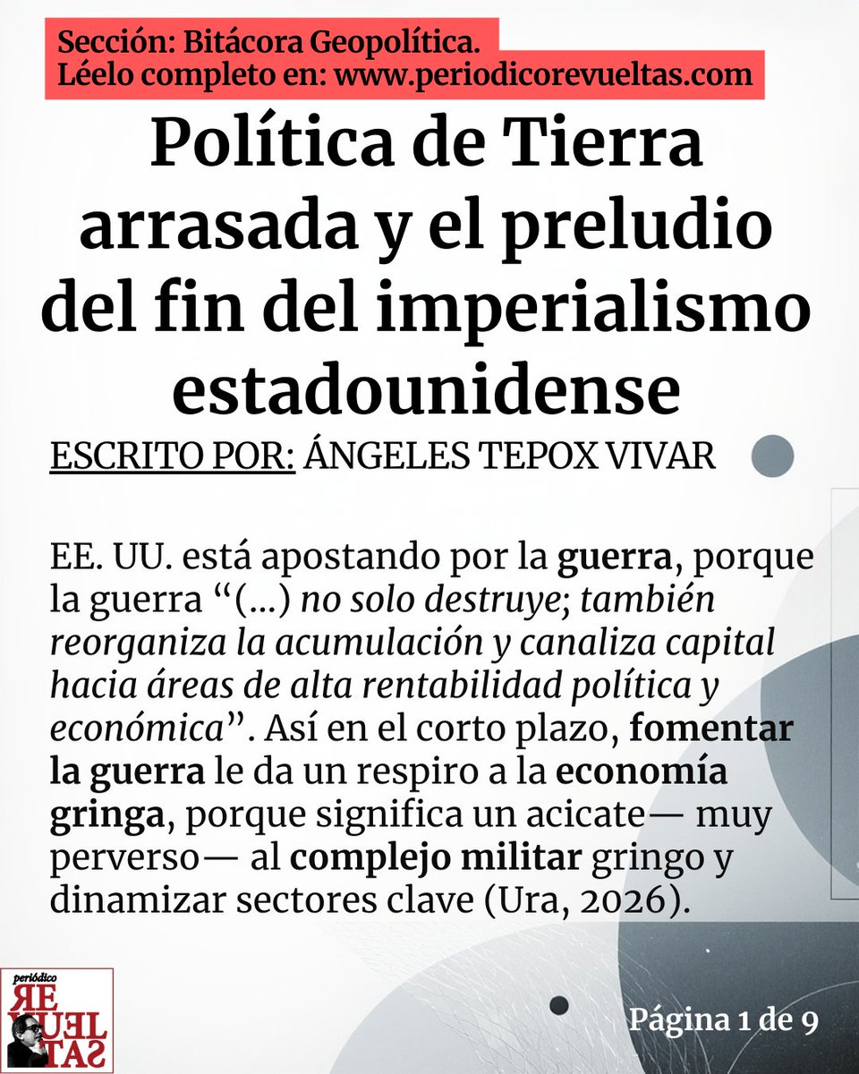 prevueltas23's tweet photo. Política de Tierra arrasada y el preludio del fin del imperialismo estadounidense

Lee completo aquí:

https://t.co/xvJaVQ7GGB https://t.co/Rq804hUS3S