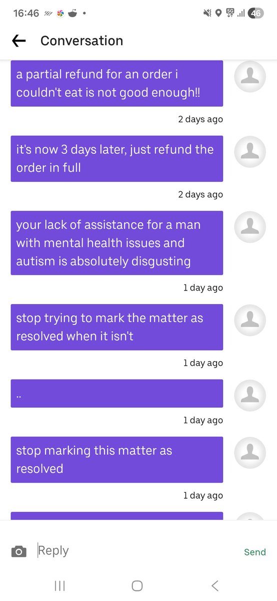 2912clover's tweet photo. No wonder @ubereats_uk keep support in direct messages
Spent a week arguing over an order for a little over £10 that they delivered over an hour later in an inedible state. They've flat out refused to refund it or even offer a credit. Shambolic customer service from them https://t.co/vs6LQ2xgHZ