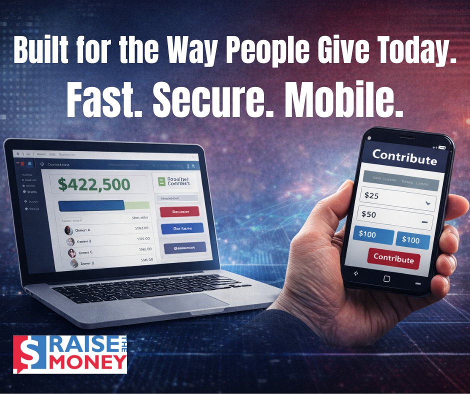 RaiseTheMoney's tweet photo. Your Mission Deserves Modern Tools.

Meet supporters where they are — ready to give.

Seamless. Secure. Built for today.

https://t.co/X4Nrw4DKZD

#DigitalFundraising #ModernCampaigns #CampaignTech https://t.co/LoNvjgN5nR