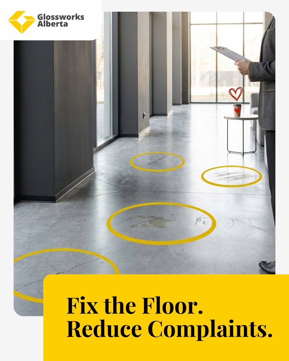 GlossWorksAB's tweet photo. Tired of floor complaints? Worn, stained concrete looks dirty even after cleaning. We restore and protect your floors with professional coatings for lasting cleanliness and easy maintenance. Book a consult: https://t.co/lJkAt9QRCJ https://t.co/ZBpXhdNvSz