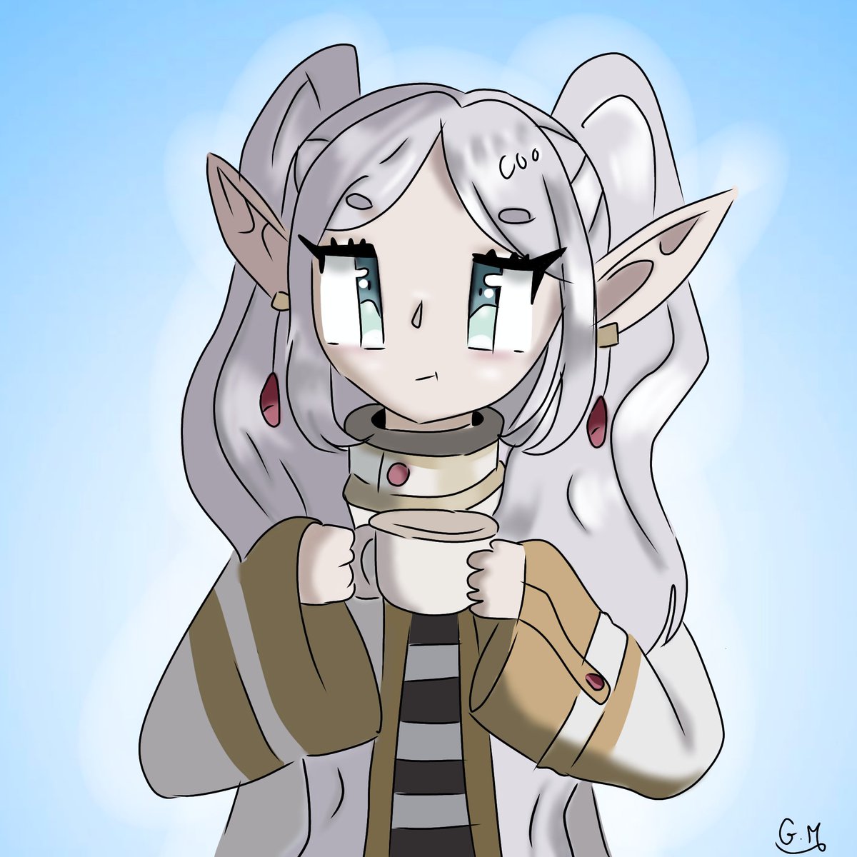 Marts0_0's tweet photo. ✨ Atualmente completamente viciada em Sousou no Frieren… então obviamente precisei desenhar a Frieren no meu traço 🧝‍♀️💙Tentei deixar ela com uma vibe mais cozy 
#AnimeLovers #OtakuArtist #FanartDaily
#AnimeDrawing
#CozyVibes
#ElfGirl https://t.co/fafJnxVT3k