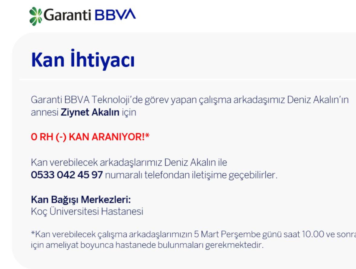 Sevgili arkadaşlar, şu kan isteğini paylaşır mısınız rica etsem? 
Üniversiteden bir arkadaşımın isteği bu. Nadir bir kan grubu olduğu için bulunması zor ve 10 gündür arıyorlarmış. Perşembe ameliyat olacak ve  1 kişi eksik kalmış. Peşinen teşekkür ediyorum 🙏🙋🏻‍♂️