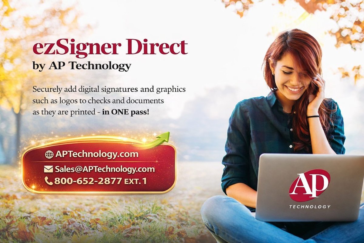 #ezSigner by #APTechnology. Add digital signatures and graphics such as logos to checks and documents, as they are printed, in one pass. No more chasing signatures. Free 30-day trial. aptechnology.com/check-signing.… #CheckSigningSoftware #DigitalSignature