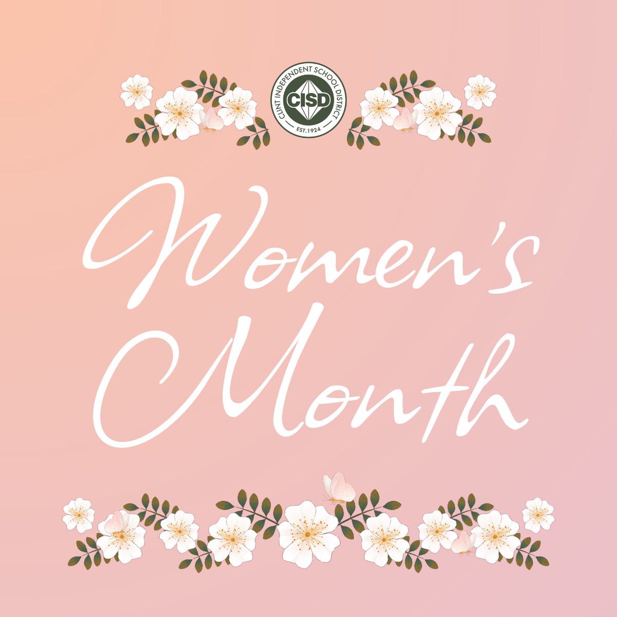 ClintISD's tweet photo. 🌸 Happy Women’s Month! 🌸

Today and every day, we celebrate the brilliance and resilience of the women who power Clint Independent School District. Whether you’re leading a classroom or supporting our schools behind the scenes, you are the backbone of our district’s success. Thank you for everything you do! 👏📚

#WomensHistoryMonth  #WeAreClintISD  #ClintIsUnited4Excellence