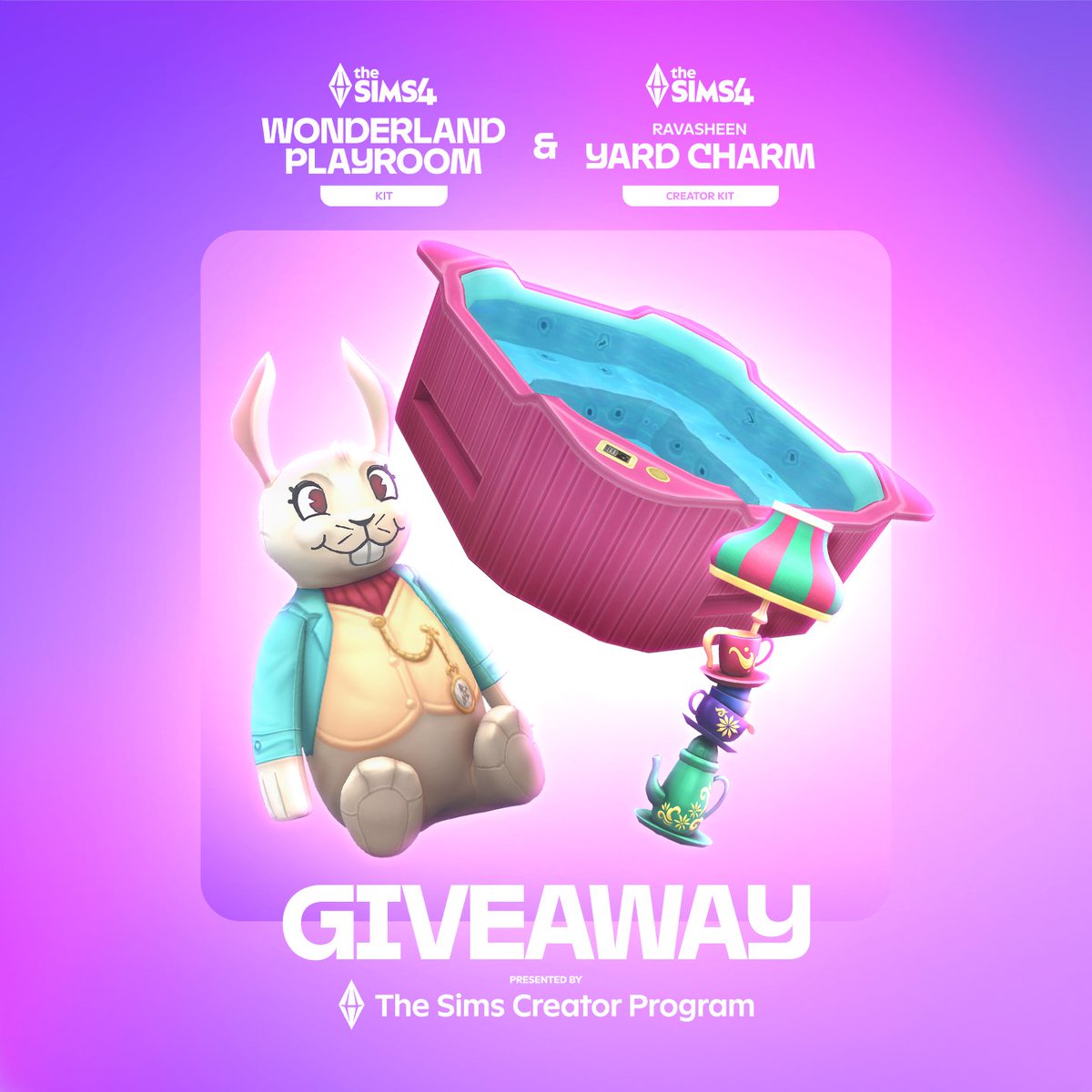 #GIVEAWAY 🚨🐰🌾 #SimsPartner
Thanks to The Sims Creator Program, I'm giving away 2 codes of the new kits (1 winner per kit)

➡️ Follow me
➡️ RT
➡️ Comment which kit you'd like and which platform you play on (EA App, Steam, Xbox or PlayStation)

🗓️ Winner selected March 9 🍀