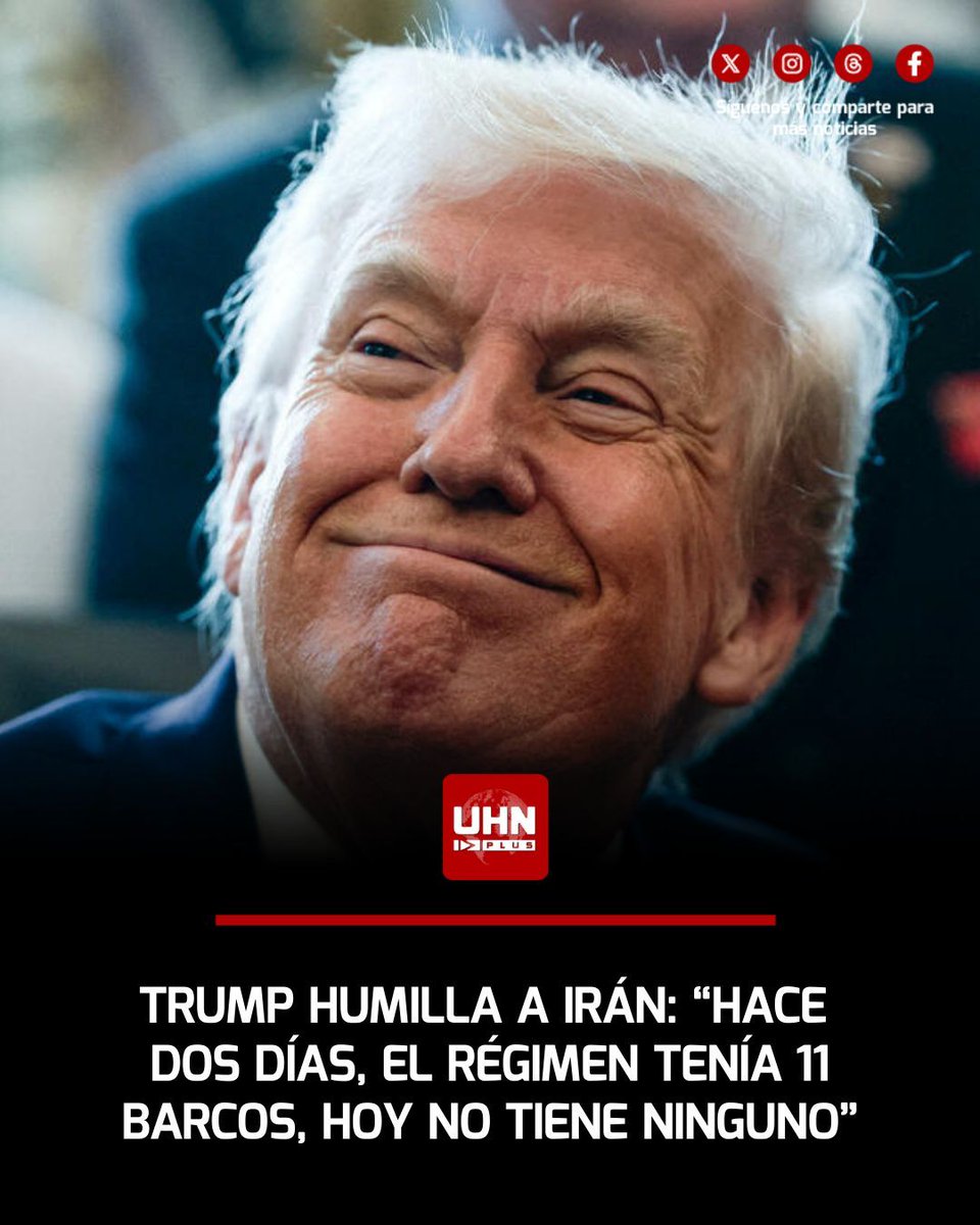 🇺🇸🇮🇷‼️ | ULTIMA HORA – A través de un comunicado oficial, el Comando Central de las Fuerzas Armadas de Estados Unidos informó lo aplastante que fue el ataque liderado por Donald Trump: "Hace dos días, el régimen terrorista iraní tenía once barcos en el Golfo de Omán; hoy no tiene