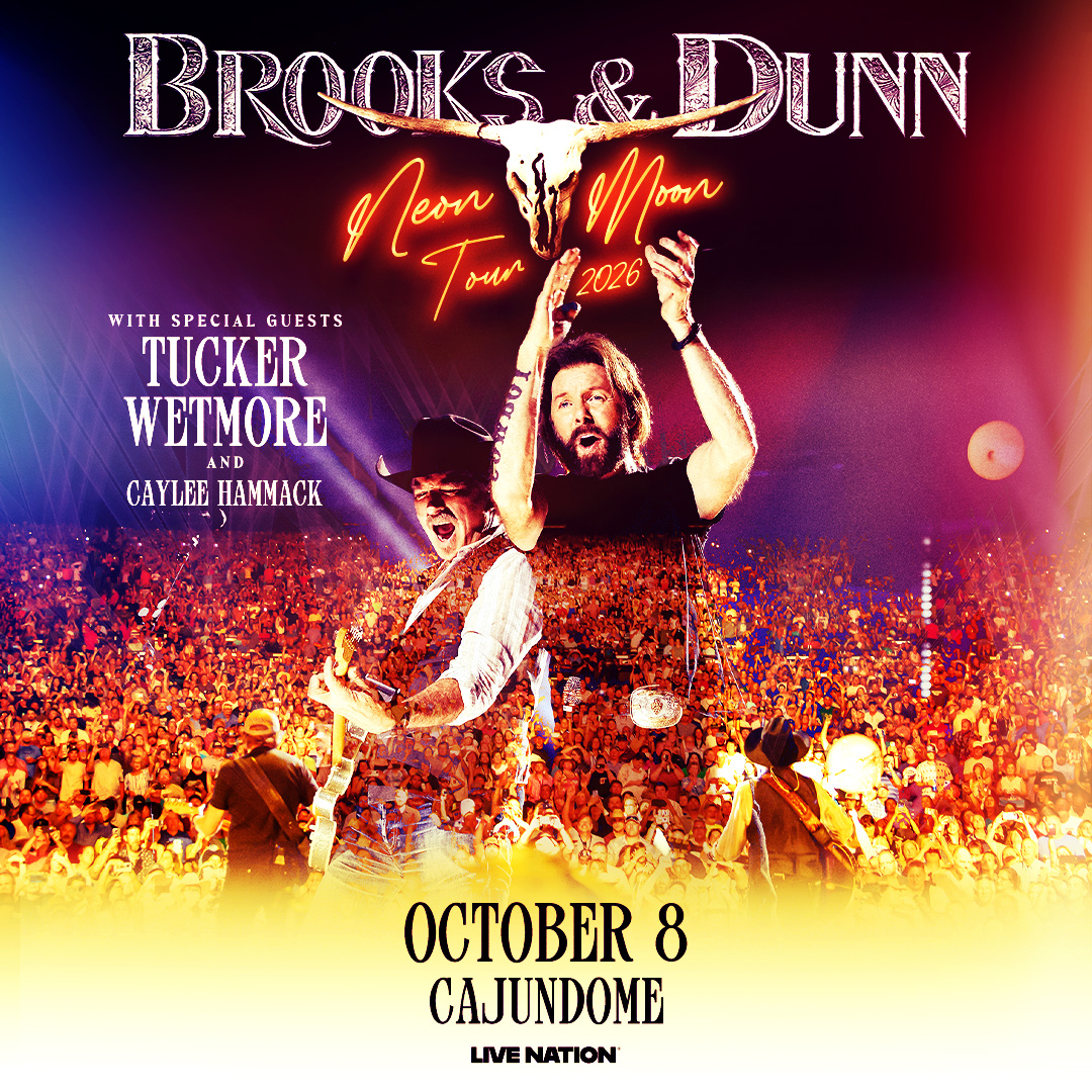 cajundome's tweet photo. ICYMI: 🌙 Tickets on sale now for Brooks &amp; Dunn’s Neon Moon Tour at the #CAJUNDOME on October 8 with special guests Tucker Wetmore and Caylee Hammack! Grab yours today! 🎟️ https://t.co/8DY32IAYu4

For all event information https://t.co/Sl5xqDQQrH https://t.co/PlaEX2sorM