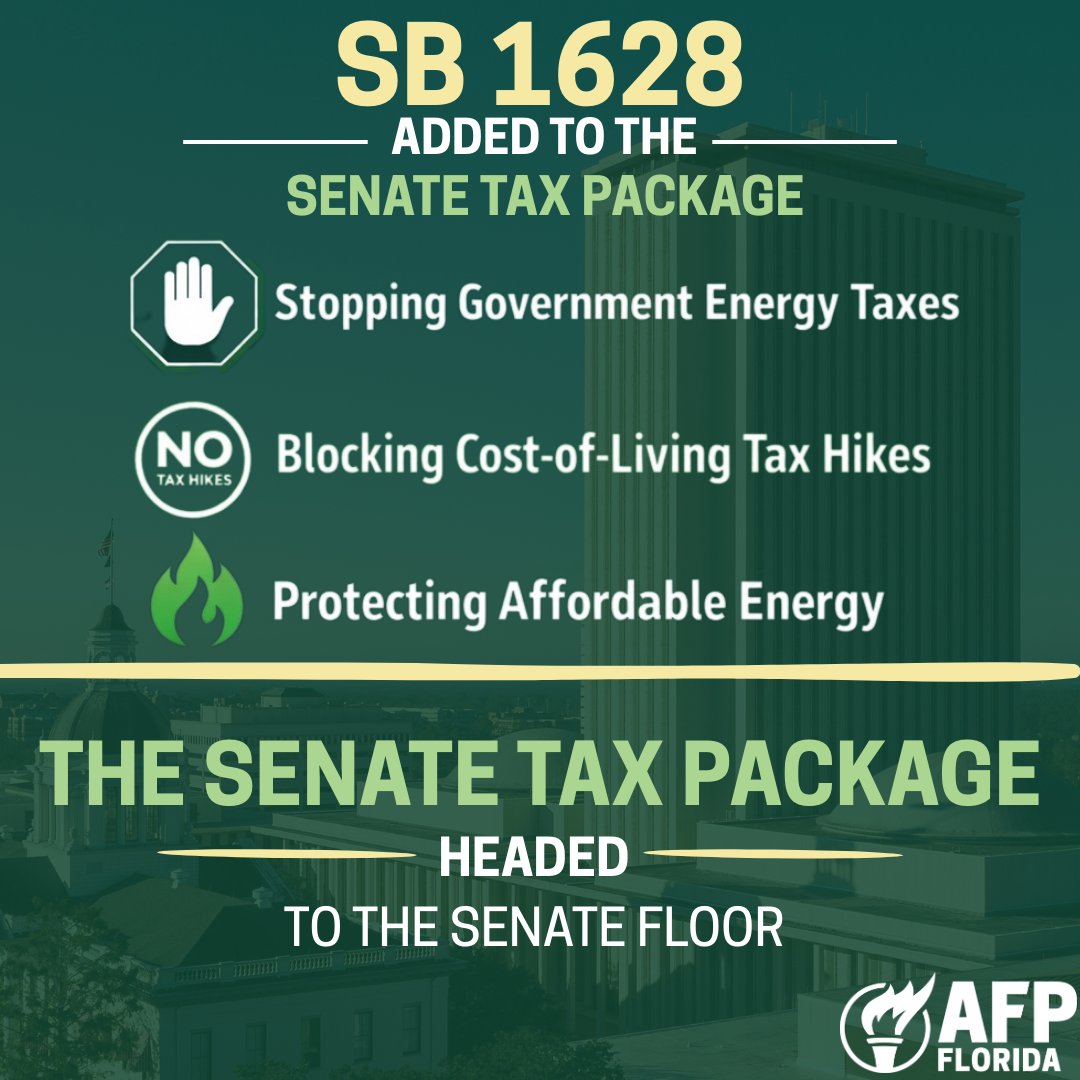 Today was a big win for Florida families.
Carbon Tax/Net Zero (SB1628) has been added to the Senate Tax Package which is officially headed to the Senate Floor.  <a href="/AFPhq/">Americans for Prosperity</a>
