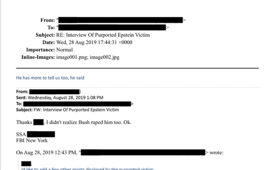 BUSH RAPED A BOY ACCORDING TO FBI IN EPSTEIN FILES