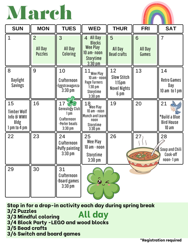 WausharaHealth's tweet photo. Check out what the Wautoma Library has going on this month!  
or find out more at https://t.co/DKdFNprHrO https://t.co/zYtzNJuEhA