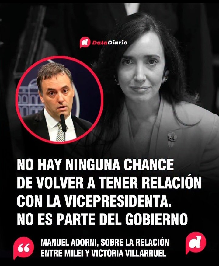Van a recibir una cachetada bien fuerte en las próximas elecciones y se les va a acabar la soberbia 

Vos quien sos <a href="/madorni/">Manuel Adorni</a> para mi sos un tipo común y corriente que nos sale muy caro

<a href="/VickyVillarruel/">Victoria Villarruel</a> ni Presidente 2027