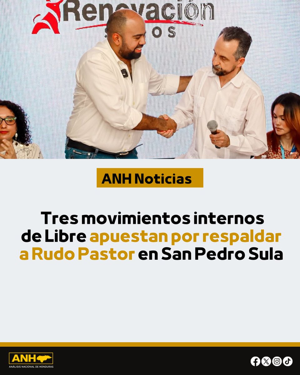 ANHnoticias's tweet photo. #Honduras || Los movimientos Somos +,   Morena y el recién creado Renovación Somos, apuestan por la figura de @RudoPastor , para construir la unidad de Libre en San Pedro Sula. https://t.co/pyJcz10lWf