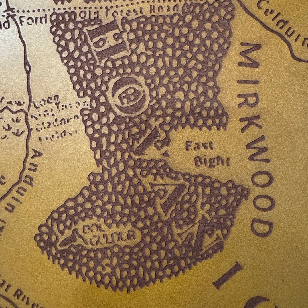 TASLaser's tweet photo. CO₂ engraving on leather gives such a nice contrast 👌
This Lord of the Rings map detail came out beautifully. https://t.co/bwzYjPmaFD
