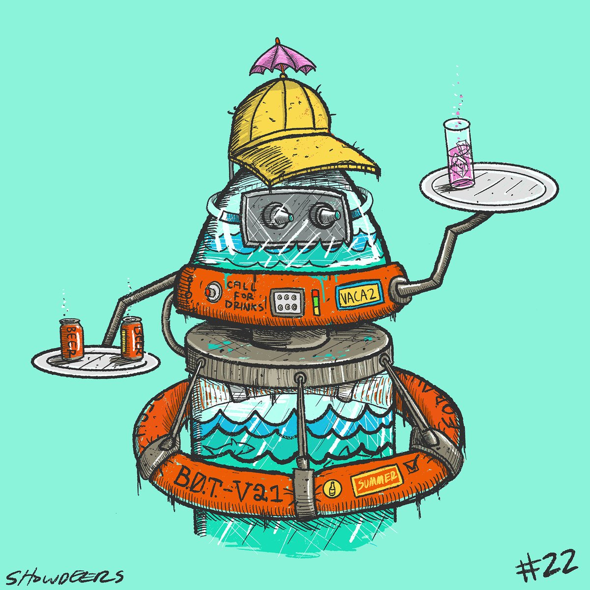 Showdeers's tweet photo. Vacabot #22 🤖☂️🍹 https://t.co/M7w0Xrtmnj