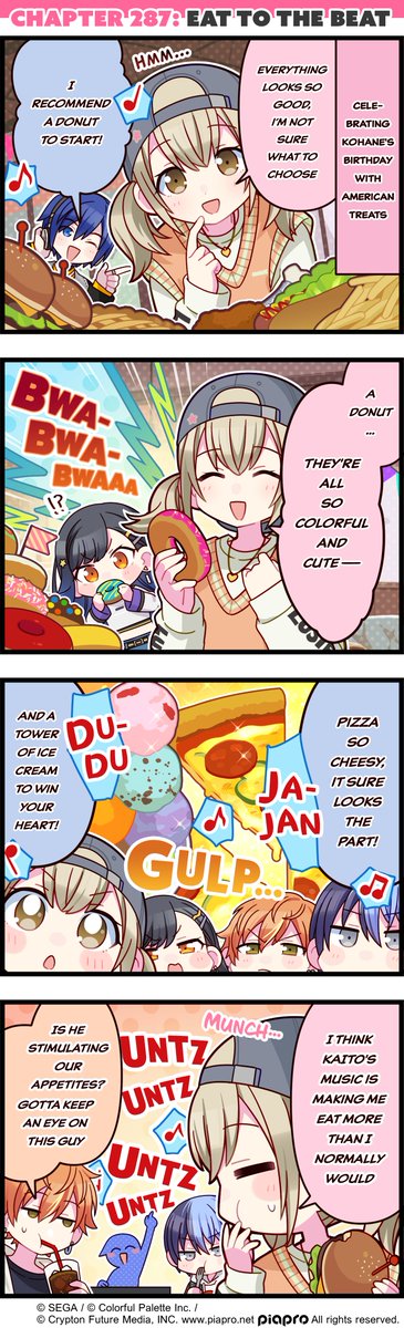 ColorfulStageEN's tweet photo. So much food! 🤤🍕

Wish Kohane a "Happy Birthday" in the comments below! 🍰

#4koma #KohaneAzusawa https://t.co/xSGAYAV2om
