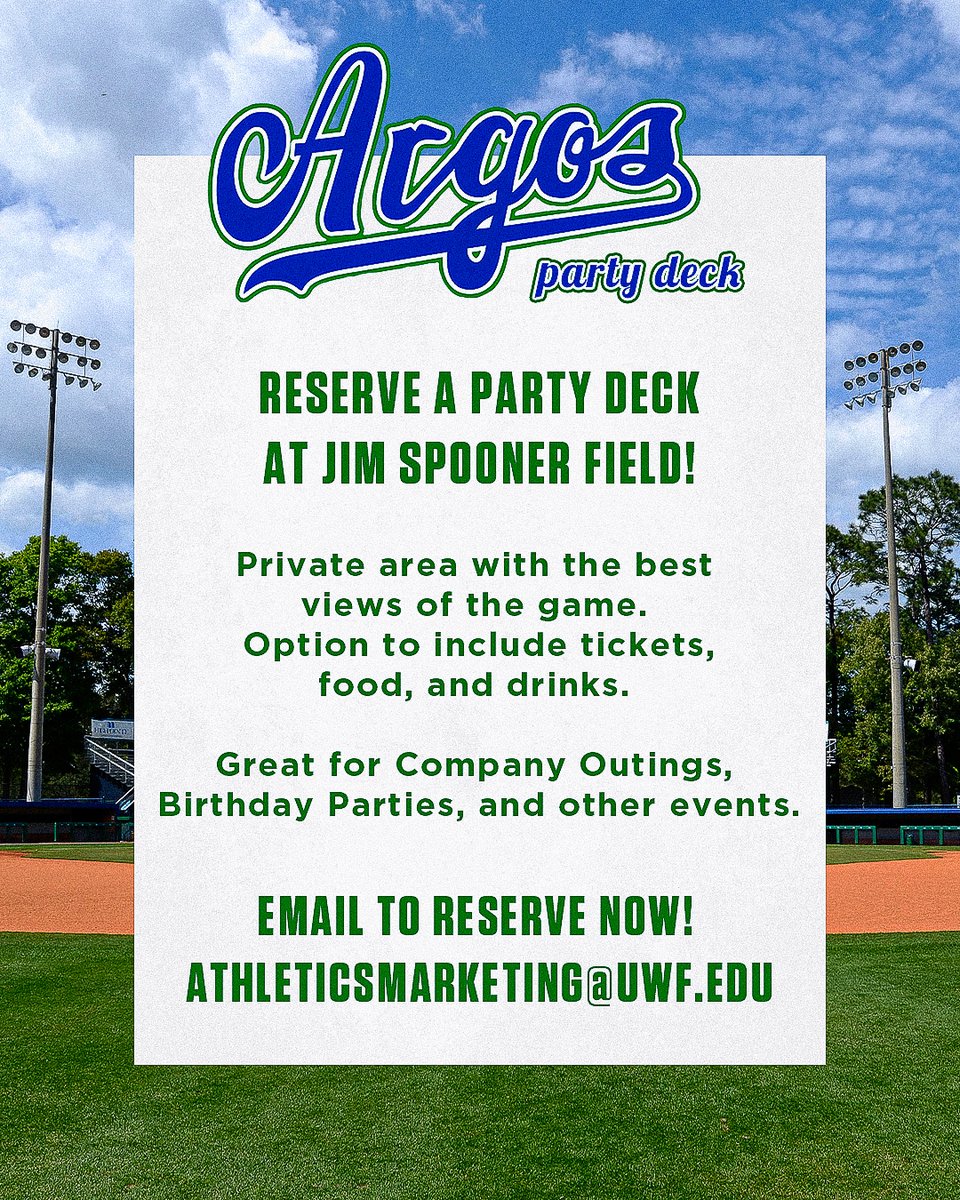 Come reserve a party deck at Jim Spooner Field❕ 

#goargos