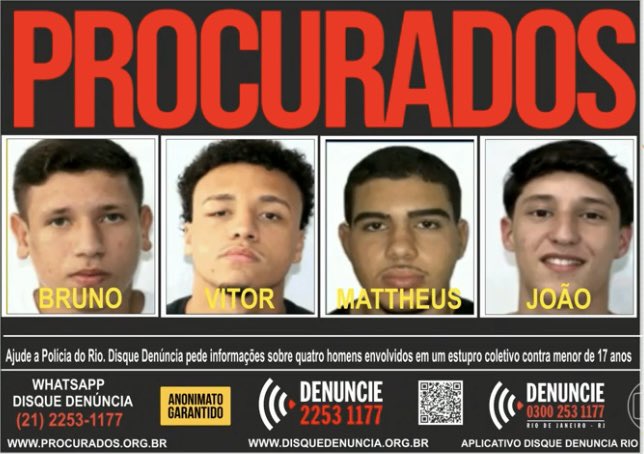 Uma menina de 17 anos foi estuprada por 5 homens no RJ!

O próprio ficante da jovem planejou o estupro! Os 4 estupradores estão foragidos, compartilhe a foto deles.