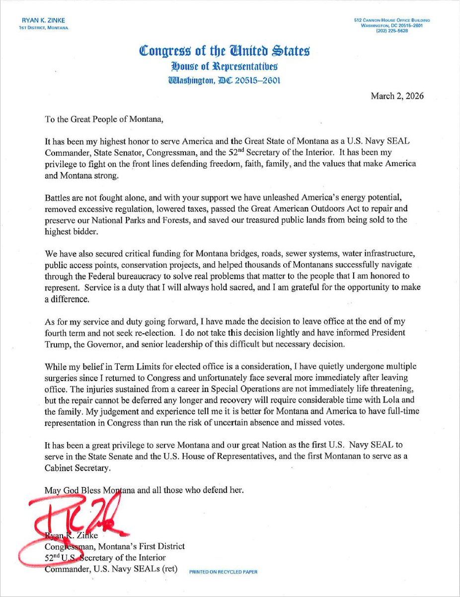 Rep Ryan Zinke tweet media