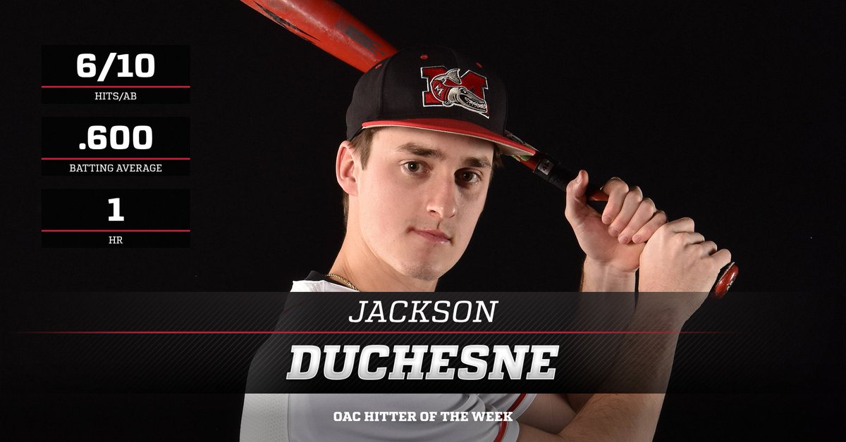 FightingMuskies's tweet photo. The Ohio Athletic Conference has announced that Muskingum Sr. outfielder Jackson Duchesne has been named the OAC Baseball Hitter of the Week. https://t.co/XYncXeQHcL