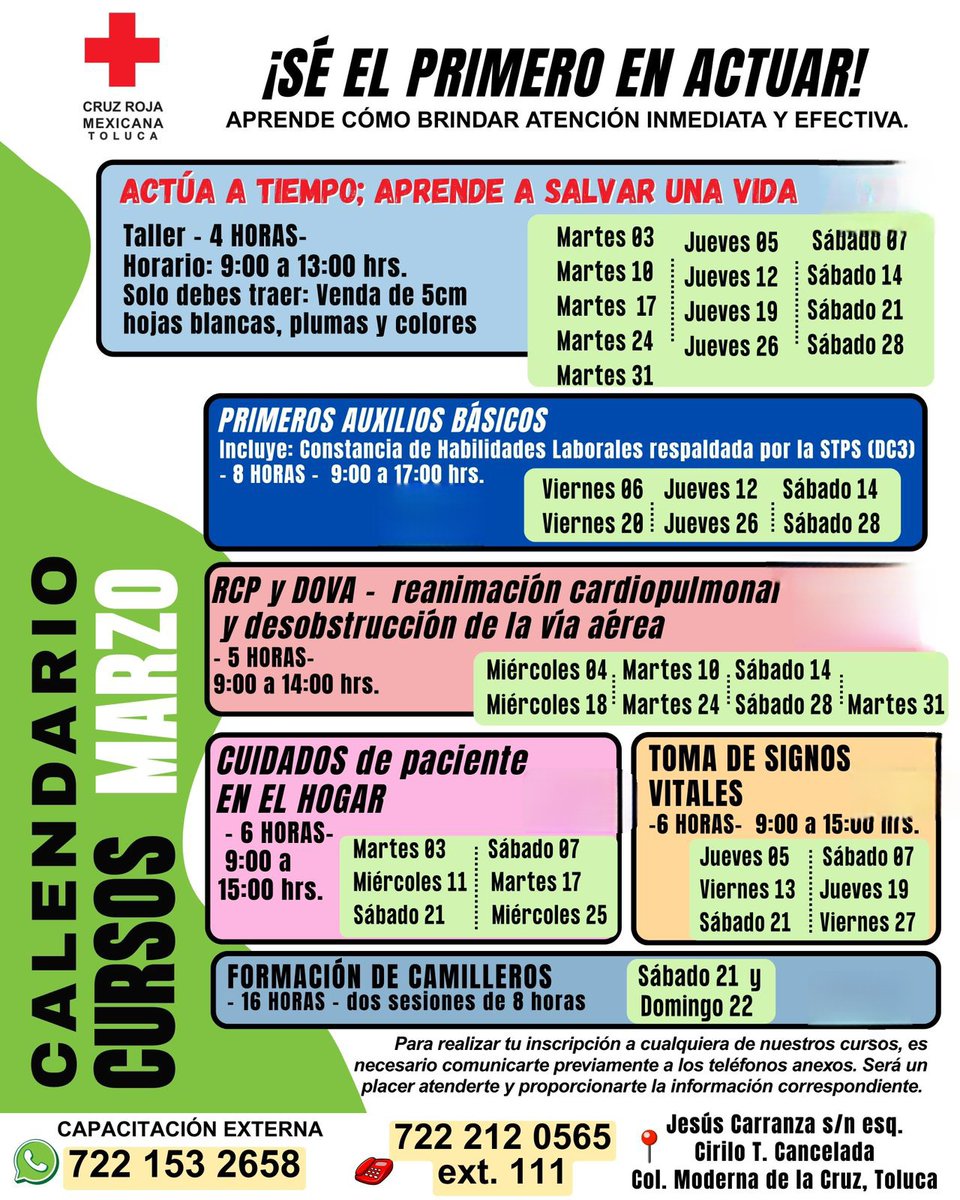 #Capacitación 

Si vives en #Toluca o cerca del municipio tal vez estos CURSOS puedan interesarte 👇🏽