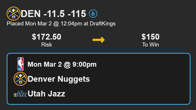 NBA Prime Play🍀

🏆🏀 Nuggets vs Jazz
                                          
                                          SMASH❤️