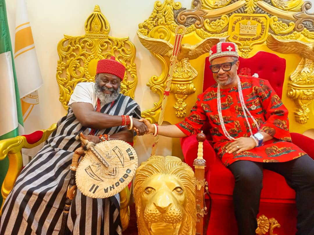 HrmAmb's tweet photo. HRM Igwe Kingsley Okeke (Ogboha II), of Ogwu Ancient Kingdom, paid a courtesy visit to Eze Dr. C. J. Ihenetu, the Eze Ndigbo Ghana.
During the visit, HRM commended Eze Ihenetu for his remarkable efforts in promoting Igbo cultural values both in Ghana and across the globe. https://t.co/sxFt0RmY5l