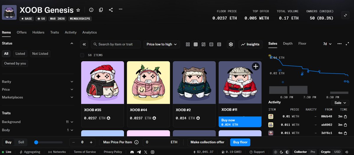 .<a href="/XOOBNetwork/">XOOB 👾</a> genesis pass is currently minting

55/1000 has been minted so far. 
xoob.link/?ref=0324a93b94

All you have  to do is connect your wallet, connect your x account and if it passes a score of 100, you make a post and mint for free

Fully public, FCFS

Not alot of volume