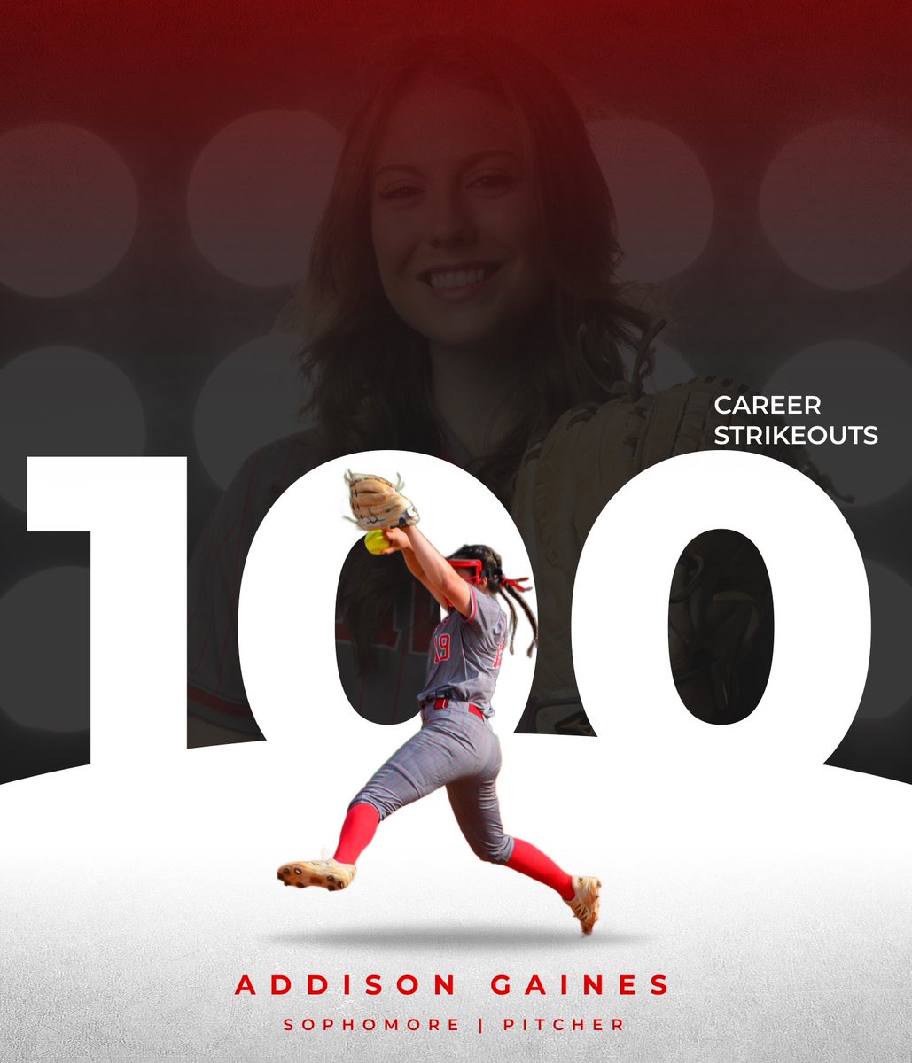 HCHawksSoftball's tweet photo. 𝙊𝙉𝙀. 𝙃𝙐𝙉𝘿𝙍𝙀𝘿. 𝙆’𝙨.

A significant milestone for Addison Gaines as she reaches 100 career strikeouts in her collegiate career🔥

We are proud of her continued growth and thankful for the impact she has within our program!

#hawkem https://t.co/3piokzY0PJ