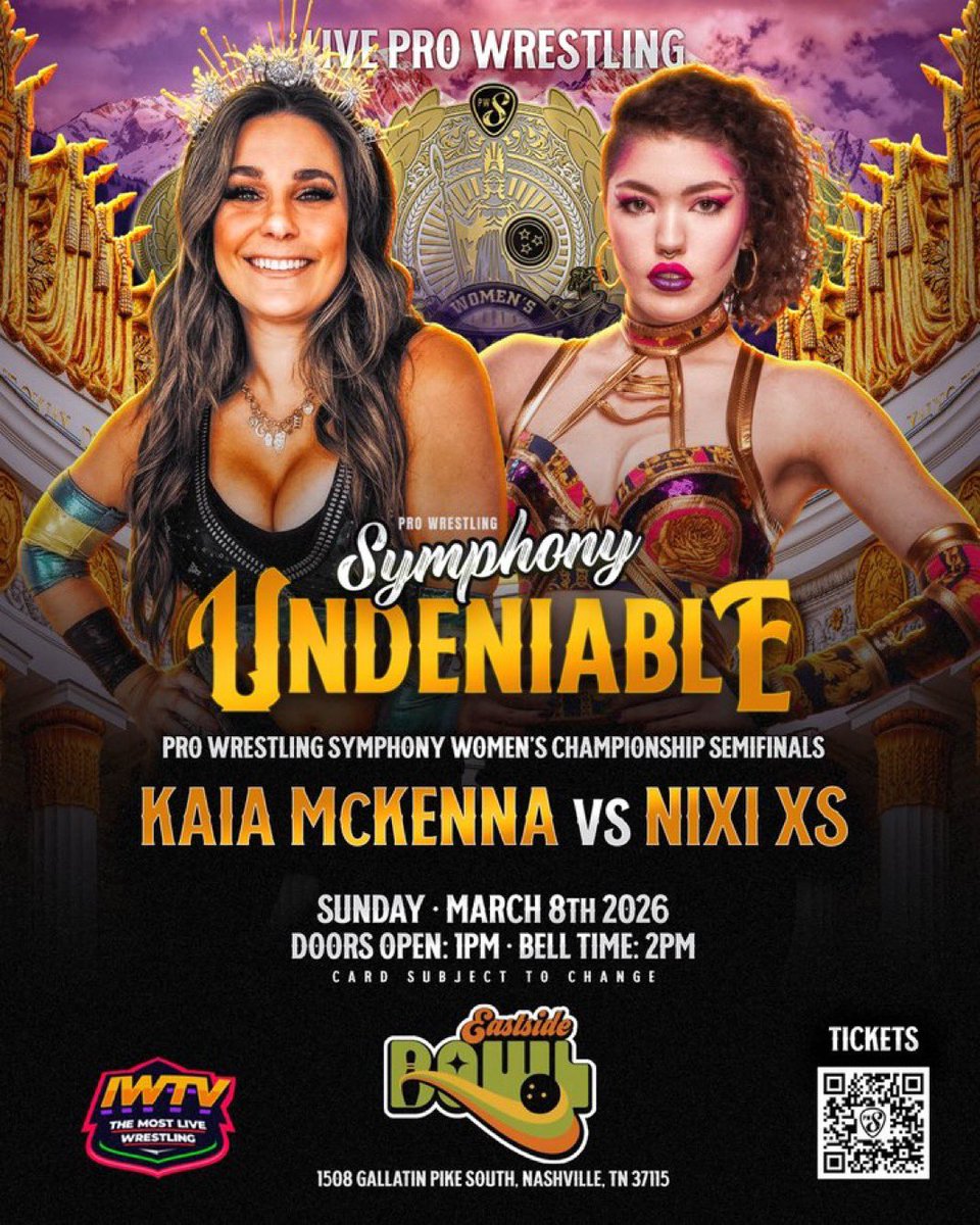 ✨ TONIGHT ✨

History meets magic.

Kaia McKenna joins us LIVE ahead of the Pro Wrestling Symphony tournament to crown the FIRST Women’s Champion (and yes… we’re sponsoring it 👀).

Mindset. Momentum. 2026 plans.

Live on YouTube &amp; X.
Pull up a seat. 🔮

⏰ 7pm EST