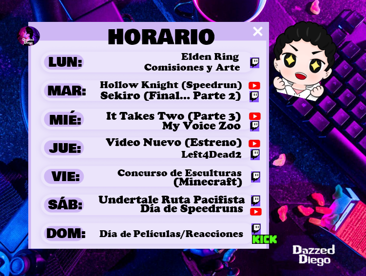 dazzeddiego's tweet photo. Horario de la semana (2 mar. - 8 mar.) https://t.co/6VSeXiYDT1 https://t.co/P6s76K4XZc