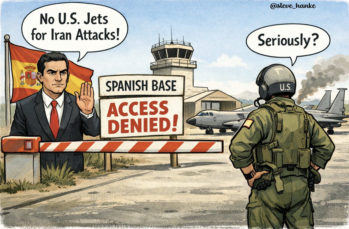 Today, Spain denied US military aircraft access to its bases for operations tied to the US-Israeli attack on Iran.

SPAIN = ANTI-WAR.