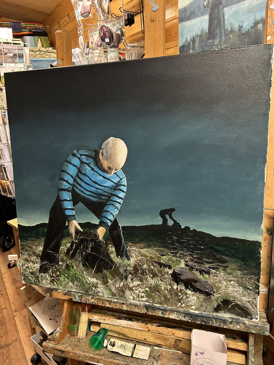 MacleanArtist's tweet image. Lifting, acrylics on canvas 26x24 inches #peats #artwork #hebrides #lifting #work #tradition #painting #artwork #canvas