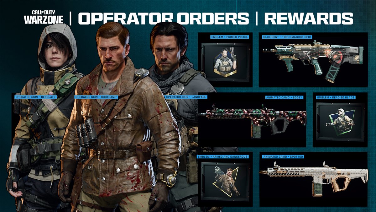 Treyarch's tweet image. Discover &amp;amp; complete hidden Operator Orders throughout Avalon to earn Blackout-inspired Operator Skins, Camos, a Weapon Blueprint &amp;amp; more.

We see you, Dempsey. 👀

Get all the intel: callofduty.com/blog/2026/03/b…